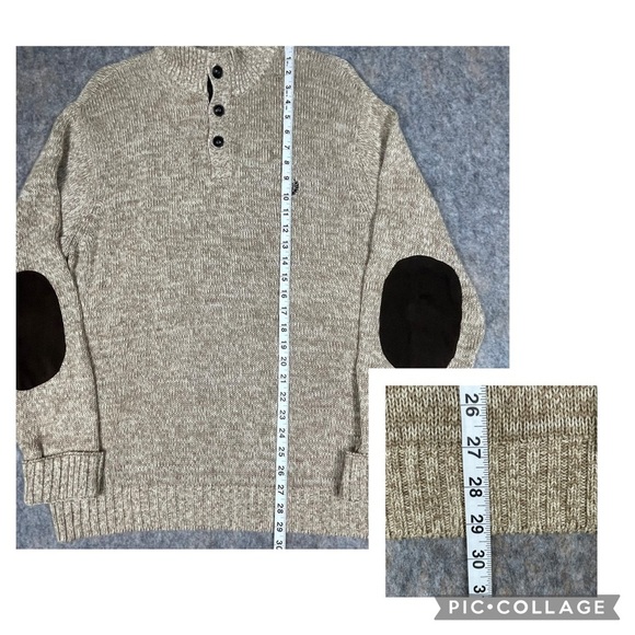 Chaps Brown Elbow Patch Preppy Academia Classic Cozy Grandpa Sweater* - Sz L - Picture 7 of 16